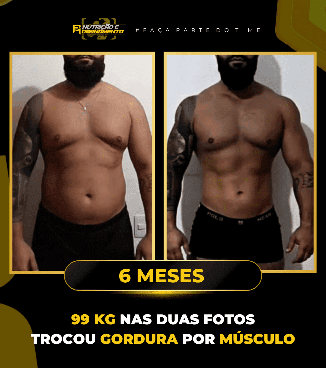 Antes e depois de aluno do Time Fabricio Moura